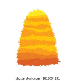 Haystack isolated on white background. Flat vector illustration dried haystack. Farming haymow bale hayloft, agricultural rural haycock. A supply of feed for livestock, the object of agriculture