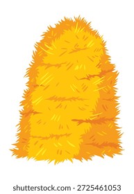 Pila de paja aislada sobre fondo blanco. Pila de pajar seca de Ilustración vectorial plana. Granja haymow bale hayloft, haycock rural agrícola. Suministro de piensos para el ganado, objeto de la agricultura