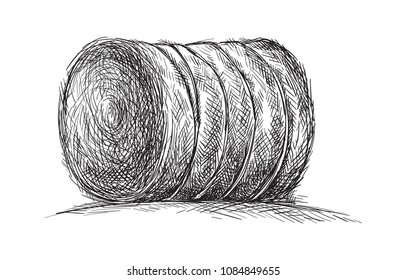 haystack rolled-up lying in the field vector illustration