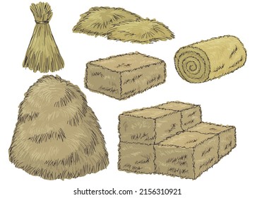 Haystack set graphic color isolated sketch illustration vector 