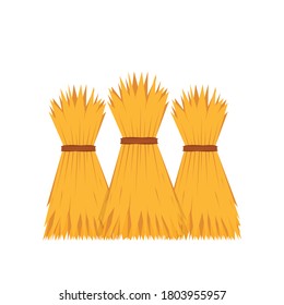 Haystack vector. Haystack on white background. Wheat straw.