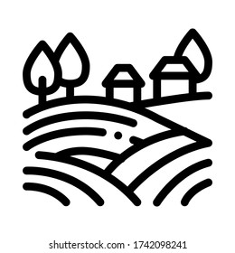 pajar en el vector de iconos de la aldea. pajar en el cartel del pueblo. ilustración de símbolo de contorno aislado