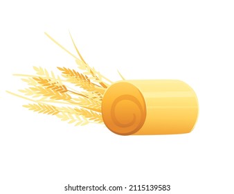 Haystack with wheat ears vector illustration on white background