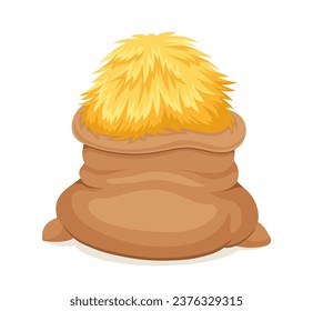 Haystack yellow concept. Agriculture and farming. Harvest and crop in bag. Rural village and countryside. Poster or banner. Cartoon flat vector illustration isdolated on white background