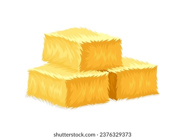 Haystack yellow concept. Agriculture and farming. Harvest and crop in cube stacks. Sticker for social networks and messengers. Cartoon flat vector illustration isdolated on white background