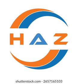 Diseño de letra HAZ. Diseño de logotipo de tecnología de letras HAZ sobre fondo blanco. Diseño del logotipo del monograma de HAZ para el emprendedor y el negocio