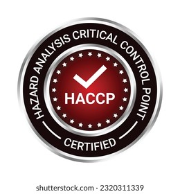 Hazard Analysis Critical Control Point Or HACCP Certified Badge, Label, Stamp, Rubber, Food And Drug Administration Approved, Health And Medicine Related Design, Product Label Vector Illustration