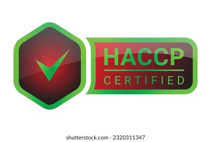 Hazard Analysis Critical Control Point Or HACCP Certified Badge, Label, Stamp, Rubber, Food And Drug Administration Approved, Health And Medicine Related Design, Product Label Vector Illustration