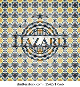 Hazard arabic style badge. Arabesque decoration.