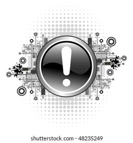 Hazard attention warning icon with exclamation mark