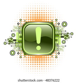 Hazard attention warning icon with exclamation mark