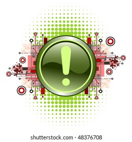 Hazard attention warning icon with exclamation mark