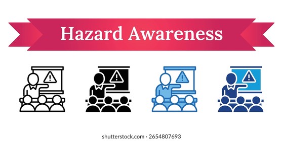 Hazard Awareness Multi Style - Instructor teaching about warning signs, symbolizing risk awareness and preventive safety instruction