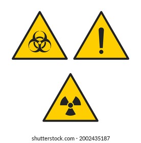 hazard bio warning sign icon set isolated on white background