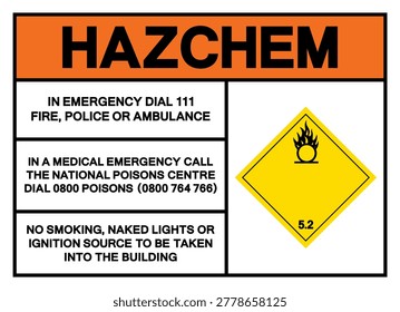 Hazard Chemical Blank Oxidizer Class 5.2 Symbol Sign, Vector Illustration, Isolate On White Background, Label .EPS10