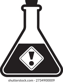 Hazard chemical flask warning icon vector