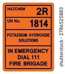 Hazard Chemical Potassium Hydroxide Solutions UN 1814 Symbol Sign, Vector Illustration, Isolate On White Background, Label. EPS10