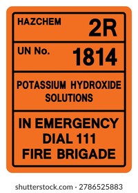 Hazard Chemical Potassium Hydroxide Solutions UN 1814 Symbol Sign, Vector Illustration, Isolate On White Background, Label. EPS10