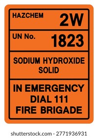 Hazard Chemical Sodium Hydroxide Solid UN 1823 Symbol Sign, Vector Illustration, Isolate On White Background, Label. EPS10