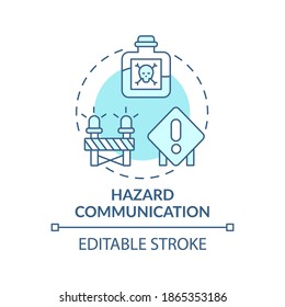 Hazard Communication Concept Icon. Top Workplace Safety Violations. Processes That Employers Control In Work Idea Thin Line Illustration. Vector Isolated Outline RGB Color Drawing. Editable Stroke