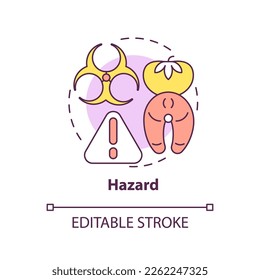 Hazard concept icon. Control of contamination risk. HACCP system element abstract idea thin line illustration. Isolated outline drawing. Editable stroke. Arial, Myriad Pro-Bold fonts used
