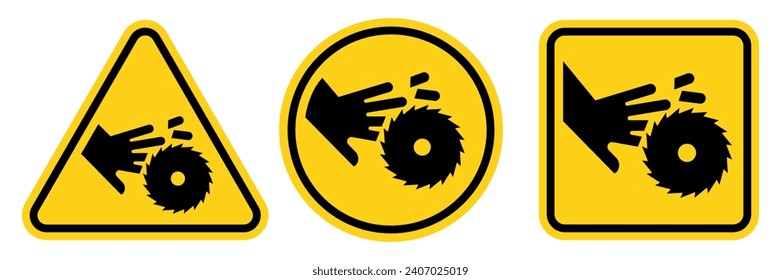 Hazard Cutting of Fingers or Hand Rotating Blade Sign Isolated On White Background.