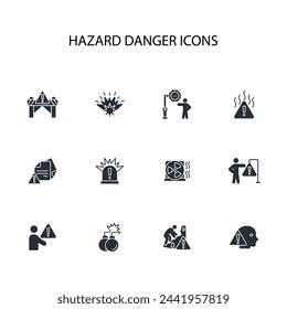 Icono de peligro set.vector.trazo editable.signo de estilo lineal para el uso de diseño web,logo.Ilustración de símbolo.