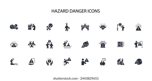 Icono de peligro set.vector.trazo editable.signo de estilo lineal para el uso de diseño web,logo.Ilustración de símbolo.