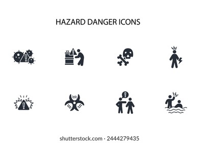 Icono de peligro set.Vector.Icono de trazo editable.signo de estilo lineal para usar Diseño web,logo.Ilustración de símbolo.