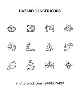 Icono de peligro set.Vector.Icono de trazo editable.signo de estilo lineal para usar Diseño web,logo.Ilustración de símbolo.