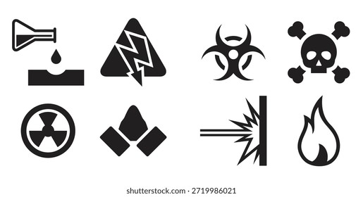 hazard and danger icons vector illustration