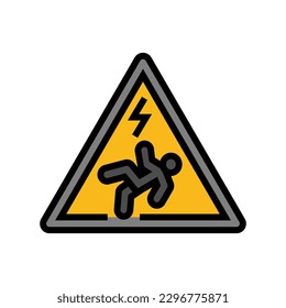 vector de icono de color de la electricidad peligrosa. señal de peligro eléctrico. ilustración de símbolo aislado