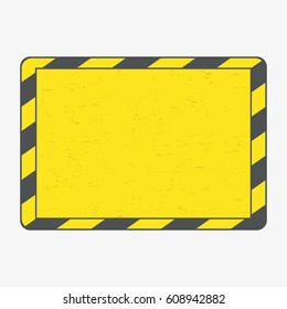 Hazard frame. Black and yellow lines frame with grunge. Vector illustration.