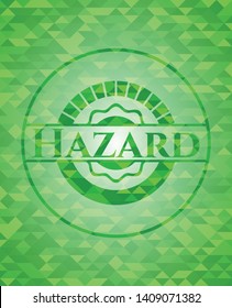 Hazard green emblem. Mosaic background. Vector Illustration. Detailed.