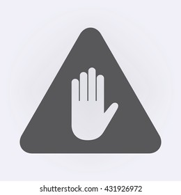 Hazard hand stop sign . Vector illustration