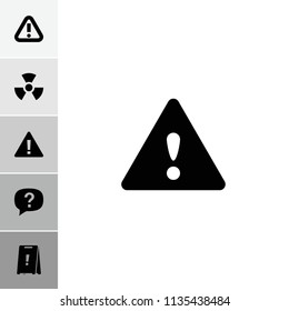 Hazard icon. collection of 6 hazard filled icons such as warning, radiation, exclamation. editable hazard icons for web and mobile.