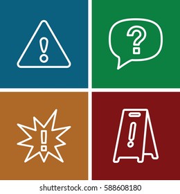 hazard icons set. Set of 4 hazard outline icons such as wet floor, warning