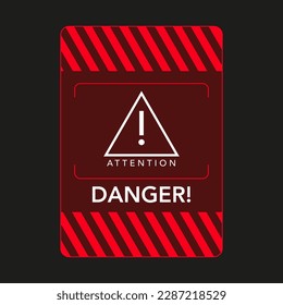 Hazard interface window, biohazard or radiation hazard. Exclamation sign, danger warning.