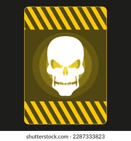 Hazard interface window, biohazard or radiation hazard. Skull sign, danger warning.