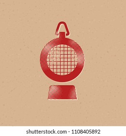 Hazard light icon in halftone style. Grunge background vector illustration.