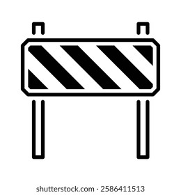 Hazard marker sign round line vector icon with editable stroke 