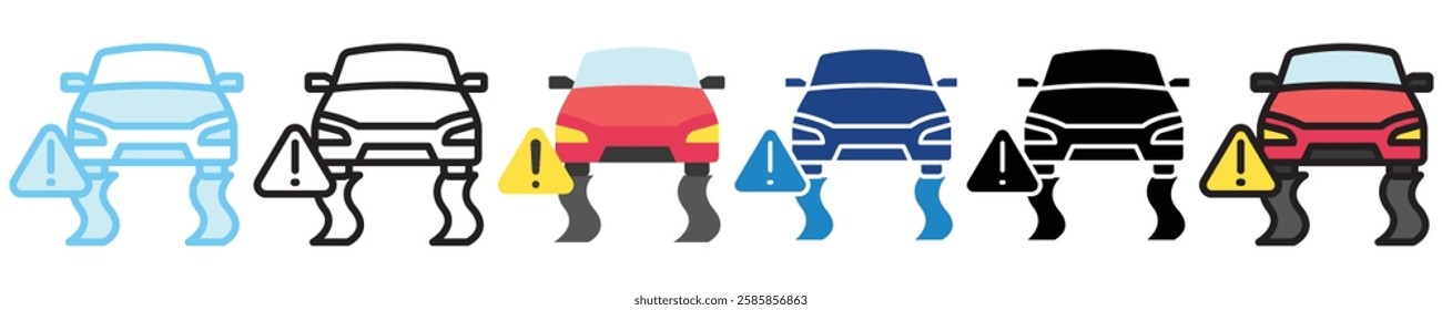 Hazard multi style, mini illustration icon. outline, flat, glyph, line color, UI, UX kit, app, web development, digital or print. For education, construction, transportation, traffic management.