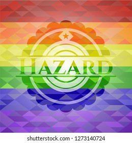 Hazard on mosaic background with the colors of the LGBT flag