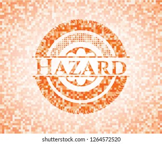 Hazard orange mosaic emblem with background