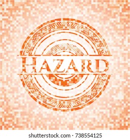 Hazard orange mosaic emblem with background