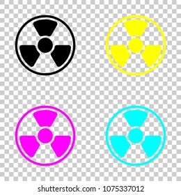 hazard, radiation. simple silhouette. Colored set of cmyk icons 