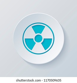 hazard, radiation. simple silhouette. Cut circle with gray and blue layers. Paper style