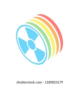 hazard, radiation. simple silhouette. Stack of colorful isometric icons on white background