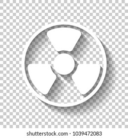 hazard, radiation. simple silhouette. White icon with shadow on transparent background
