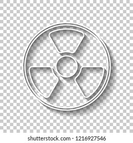 hazard, radiation. simple silhouette. White outline sign with shadow on transparent background